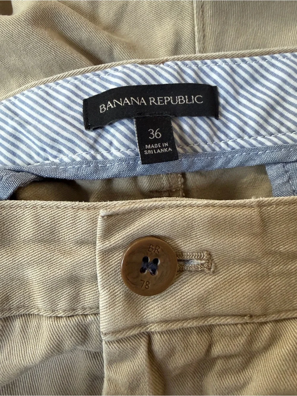 Banana Republic chinos khaki shorts, Sz 36